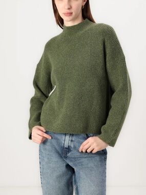 Abercrombie & Fitch Olive Thymey Heather Funnel Neck Sweater